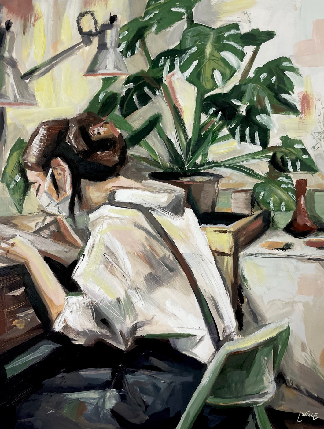 girl at desk ii - 9x12